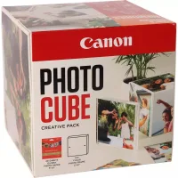 Papel Canon PP-201 5x5" (40 hojas) + Marco Fotos XLBoom Acrílico 13x13cm + PHOTO CUBE White-Creative Pack LAST-ORANGE