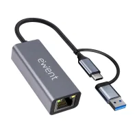 ADAPTADOR DE RED USB TIPO C / USB 3.2 A RJ45 EWENT 15CM/ MACHO-HEMBRA/ GRIS