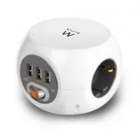 REGLETA CUBICA EWENT EW3939 3 TOMAS SHUCKO/ 3 PUERTOS USB/ 1.5M