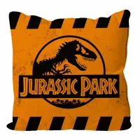 COJIN CUADRADO CAUTION LOGO NARANJA JURASSIC PARK ENVASADO VACIO