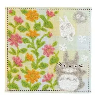 MINI TOALLA TOTORO GRIS JARDIN DE FLORES 25X25 CM MI VECINO TOTORO