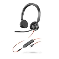 Auriculares Poly estéreo Blackwire 3325 con certificación Microsoft Teams USB-C + Conector de 3,5 mm + Adaptador USB-C/A