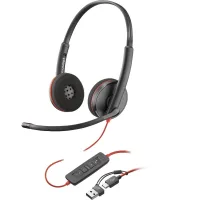 Auriculares Poly Blackwire 3220 estéreo USB-C + adaptador USB-C/A