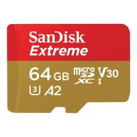 TARJETA MEMORIA MICRO SECURE DIGITAL 64GB SANDISK EXTREME CLASE 10 UHS-I U3 + ADAPTADOR
