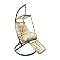 YOEVU | Relax chair KIT | Sillon Colgante con Cojín Acolchado | Estructura Reforzada | Resistente al Agua para Jardín Terraza Balcón o Interior | NATURAL