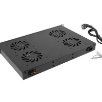 PANEL VENTILACION LANBERG LCD 4 VENTILADORES TERMOSTATO 230V 1U RACK 19 NEGRO