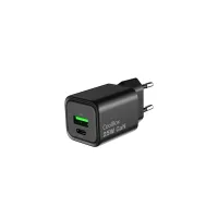 CARGADOR USB DE PARED COOLBOX 25W GAN USB TIPO A / USB TIPO C NEGRO