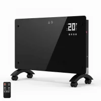 YOEVU - Emisor térmico de cristal negro 2500W cristal templado color negro