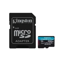 TARJETA MEMORIA MICRO SECURE DIGITAL SD XC 256GB KINGSTON CANVAS GO! PLUS CLASE 10 UHS-I U3 + ADAPTADOR SD