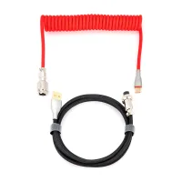 Phoenix Kioru Cable Aviador En Espiral Con Conector Tipo C Para Teclados Gaming Negro Y Rojo