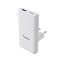 CARGADOR DE PARED TOOQ GAN 65W 1X USB TIPO C 1X USB TIPO A