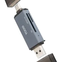 LECTOR DE TARJETAS TOOQ SD + TF, CON ENTRADAS USB-C 3.0 + USB A, GRIS