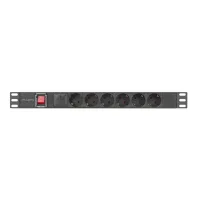 REGLETA LANBERG 1U 16A RACK 19" 6X SOCKET SCHUKO NEGRO 2M