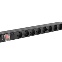 REGLETA LANBERG 1U 16A RACK 19 8X SCHUKO NEGRO 2M