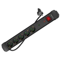 REGLETA LANBERG SP1 5 TOMAS SCHUKO PROTECCION HASTA 2500W NEGRA 5M