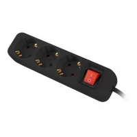 REGLETA LANBERG 3 TOMAS SCHUKO CON PROTECION NEGRA 1.5M