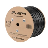 BOBINA PARA EXTERIOR LANBERG CAT.6 FTP RJ45 COBRE GEL-FILLED FLUKE AWG23 305M NEGRO