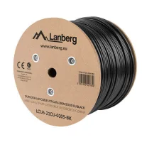 BOBINA PARA EXTERIOR LANBERG CAT.6 UTP RJ45 SOLIDO COBRE FLUKE TESTED AWG23 305M NEGRO