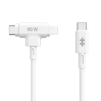 CABLE USB TIPO C A USB TIPO C/ LIGHTNING HYPER 1.5M/ MACHO-MACHO/ BLANCO