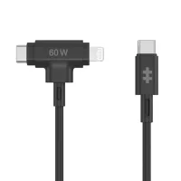 CABLE USB TIPO C A USB TIPO C / LIGHTNING HYPER 1.5M / MACHO-MACHO / NEGRO