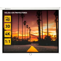PANTALLA MANUAL VIDEOPROYECTOR PARED Y TECHO PHOENIX 169´´ RATIO: 1:1 / 4:3 / 16:9/  3M X 3M POSICION AJUSTABLE / CARCASA BLANCA / TELA SUPER RESISTENTE