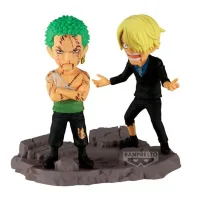 FIGURA BANPRESTO ONE PIECE WORLD COLLECTABLE FIGURE LOG STORIES RORONOA ZORO & SANJI-"...NOTHING...AT ALL!!!! 8CM