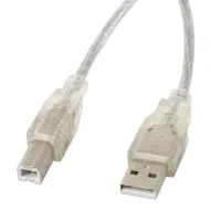 CABLE IMPRESORA LANBERG USB A - USB B MACHO / MACHO FERRITA 3M TRANSPARENTE
