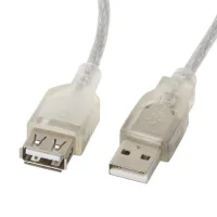 CABLE ALARGADOR LANBERGUSB 2.0 MACHO HEMBRA FERRITA 1.8M TRANSPARENTE