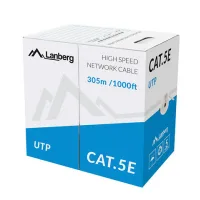BOBINA CAT.5E LANBERG UTP 305M RJ45 SOLID COBRE FLUKE TESTED AWG24 CPR GRIS