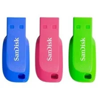 MEMORIA USB 2.0 SANDISK 32GB CRUZER BLADE PACK 3 AZUL/VERDE/ROSA