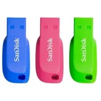 MEMORIA USB 2.0 SANDISK 16GB CRUZER BLADE PACK 3 AZUL/VERDE/ROSA