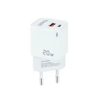 CARGADOR DE PARED TOOQ DOBLE USB-C + USB A BLANCO 20W