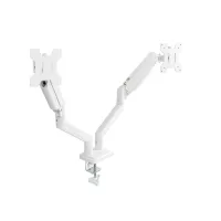 SOPORTE MESA TOOQ HASTA 34" VESA 100 X 100 MAX 10KG BRAZO DOBLE BLANCO