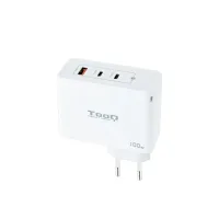 CARGADOR DE PARED TOOQ GAN 2 X USB TIPO 1 X USB TIPO A 100W