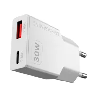 CARGADOR DE PARED MARS GAMING MD-GAN30W 30W 1X USB TIPO C 1 X USB TIPO A BLANCO
