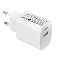 CARGADOR CARGA RAPIDA 20W LEOTEC 1 USB TIPO-C PD 1 USB-A BLANCO