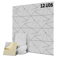 YOEVU Pack de 12 Paneles Acústicos Grises de Alta Densidad Espuma Insonorizante para Pared Diseño Triangular Medidas 30x30x1cm Ideal para Insonorizar Estudio Oficina o Gaming