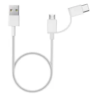 CABLE MICRO USB / USB TIPO C A USB TIPO A XIAOMI 1M/ MACHO-MACHO/ BLANCO